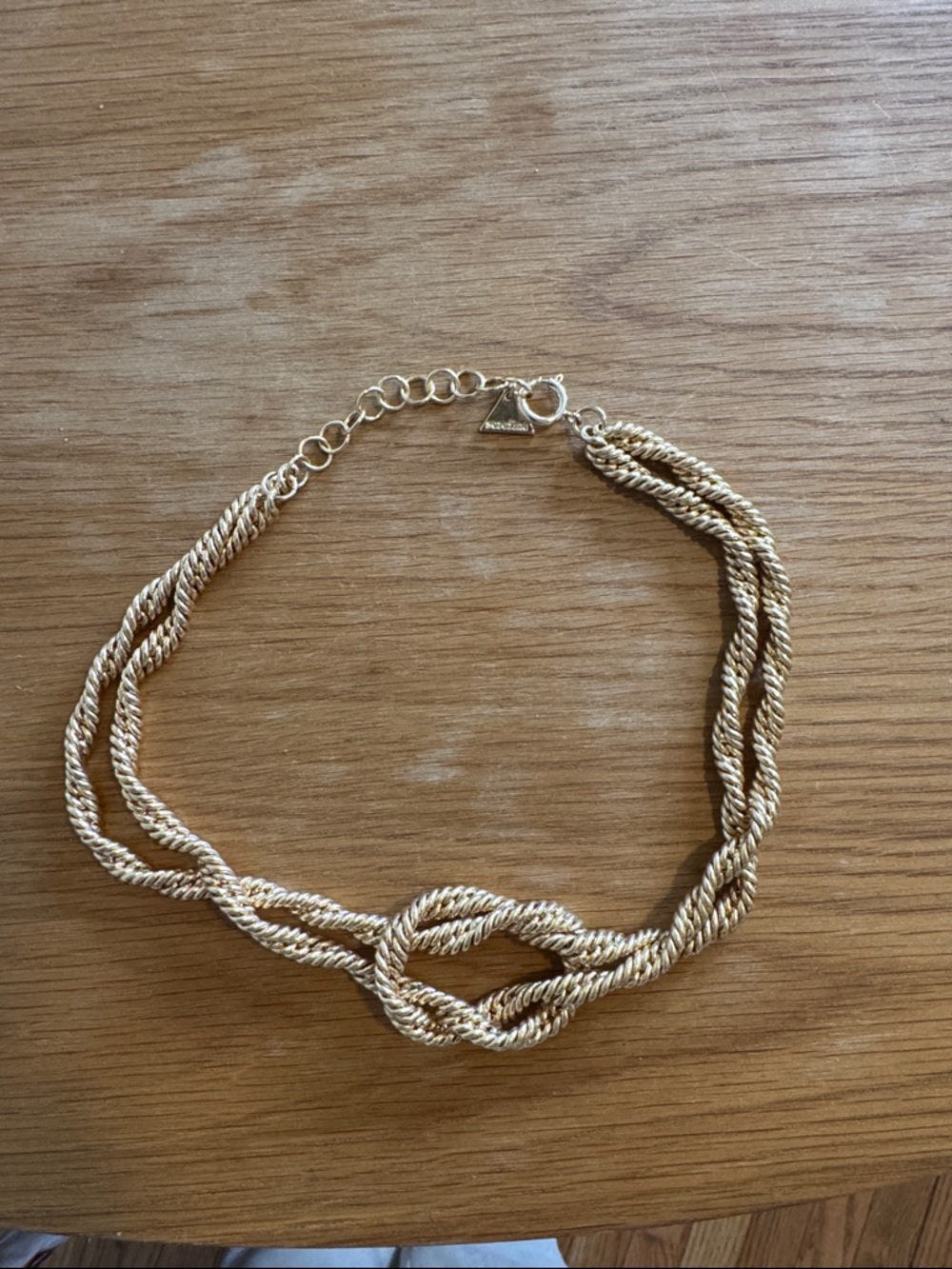 Twisted Rope Knot Choker Necklace in Gold Tone